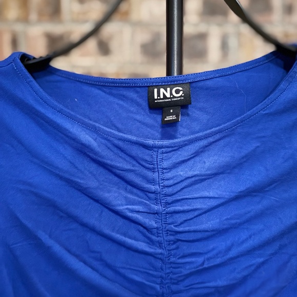 INC Royal Blue Ruched Top - Picture 3 of 3